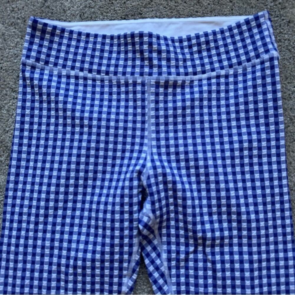 Anthropologie The Upside Blue Masilda Gingham Leggings NEW - Picture 3 of 8